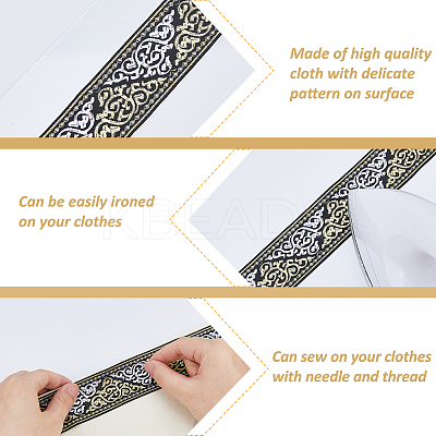 Polyester Jacquard Flower Ribbon OCOR-WH0082-266-1