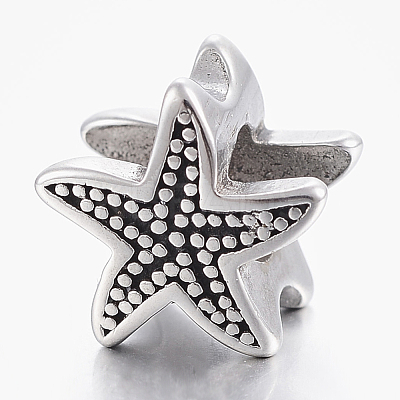 304 Stainless Steel European Beads STAS-F150-076AS-1