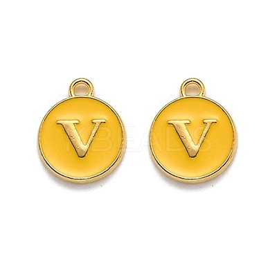 Golden Plated Alloy Enamel Charms X-ENAM-Q437-13V-1