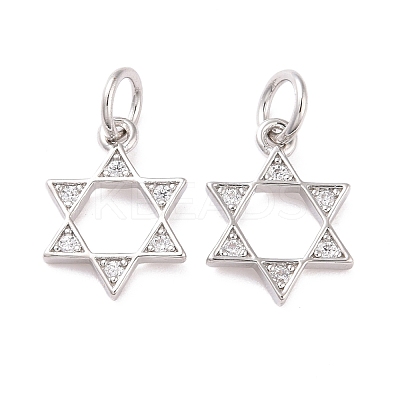 Brass Micro Pave Clear Cubic Zirconia Charms KK-G418-01P-1
