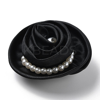 Flower Cloth with Plastic Pearl Brooch Pin LS-JEWB-K013-01P-01-1