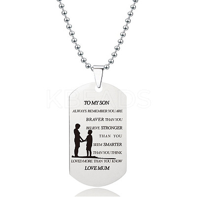 201 Stainless Steel To My Son Dog Tag Pendant Ball Chain Necklaces FS-WG527E6-05-1