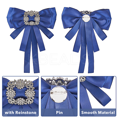 Crystal Glass Rhinestone Bowknot Brooch JEWB-WH0022-79B-1