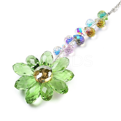 Glass Flower Hanging Suncatchers HJEW-C009-01B-1