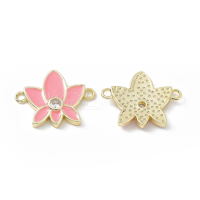 Rack Plating Brass Pave Clear Cubic Zirconia Connector Charms KK-B065-26-1