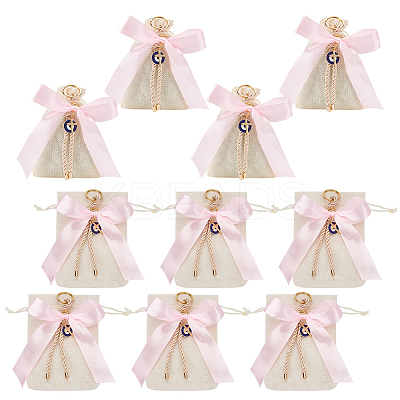 Rectangle Polyester Imitation Burlap Packing Pouches Drawstring Bags ABAG-AB00005-1