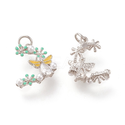 Brass Micro Pave Clear Cubic Zirconia Charms KK-F820-27P-1
