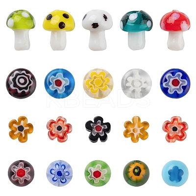 50Pcs 4 Style Handmade Lampwork Beads LAMP-FS0001-06-1