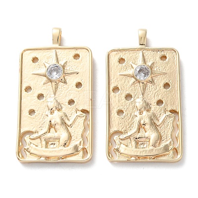 Brass Micro Pave Cubic Zirconia Pendants KK-C079-05G-1