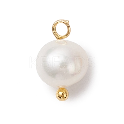 Natural Cultured Freshwater Pearl Round Charms PALLOY-JF04218-02-1