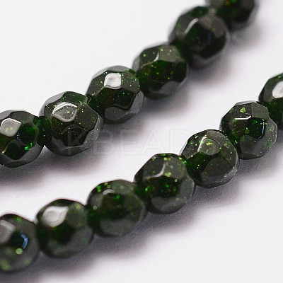 Synthetic Green Goldstone Beads Strands G-N0178-04-6mm-1