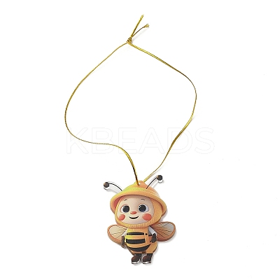 Cute Bees Acrylic Pendant Decoration HJEW-G026-01D-1