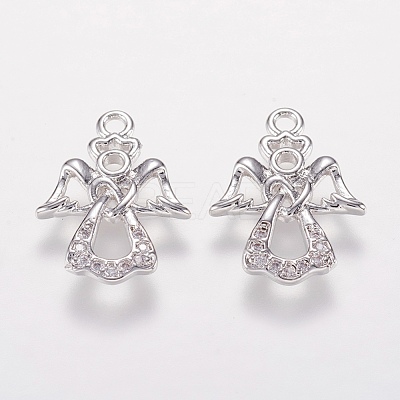 Brass Micro Pave Cubic Zirconia Charms X-KK-I613-09P-1