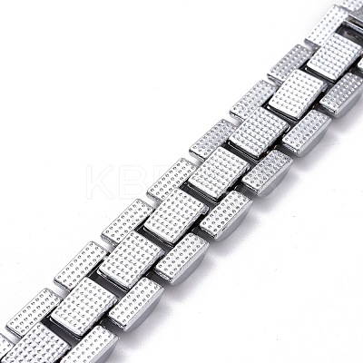 Men's Crystal Rhinestone Solid Link Chain Bracelet LS-BJEW-I297-02P-1