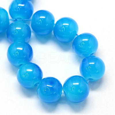Baking Paint Imitation Jade Glass Round Bead Strands DGLA-Q021-6mm-13-1