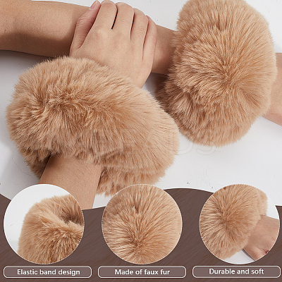 Women Imitation Rabbit Hair Cuffs Oversleeve Arm Gloves AJEW-WH20018-34E-1