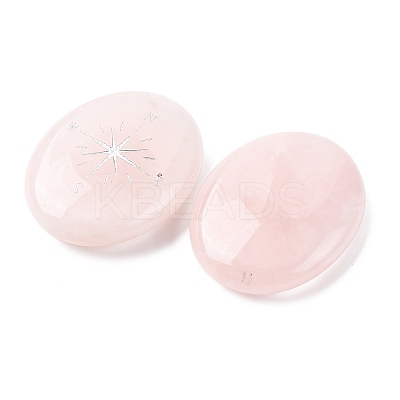 Oval Natural Rose Quartz Compass Display Decorations G-G301-02B-1
