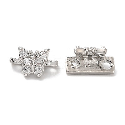 Brass Micro Pave Clear Cubic Zirconia Connector Charms KK-B074-03P-1
