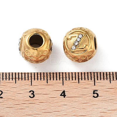 Ion Plating(IP) 304 Stainless Steel Rhinestone European Beads STAS-A092-10Z-G-1