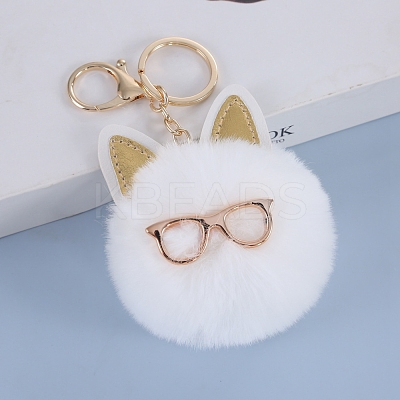 Cat Furry Pom-Pom Keychain for Women PW-WG9AFA9-01-1