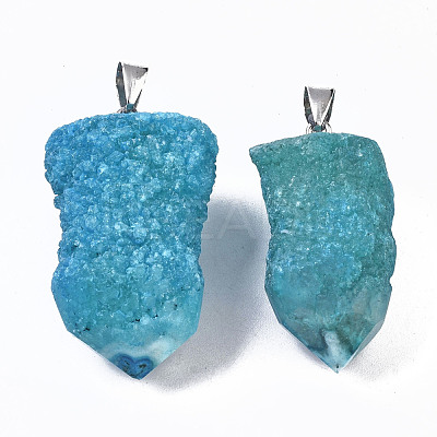 Rough Raw Electroplate Natural Druzy Agate Pendants G-S359-274-1