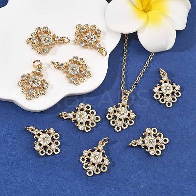 SHEGRACE Brass Pave Clear Cubic Zirconia Flower Chandelier Components Links XGRQ29273-393G-1