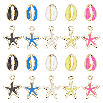 40 Pcs 10 Style Rack Plating Alloy Charms FIND-PH0004-09-1