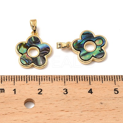 Natural Paua Shell Flower Pendants KK-G538-23G-1