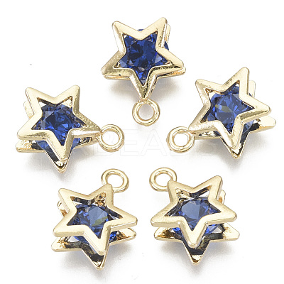 Brass Micro Cubic Zirconia Charms KK-N235-034C-1