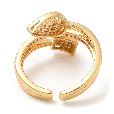 Rack Plating Brass Teardrop & Square Cuff Rings RJEW-D008-14G-1