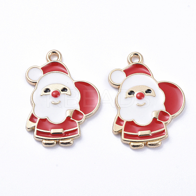 Golden Plated Alloy Enamel Pendants ENAM-D040-C03-G-1
