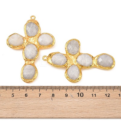 Natural Rainbow Moonstone Faceted Big Pendants KK-H516-27G-03-1