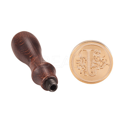 DIY Letter Scrapbook Brass Wax Seal Stamps and Wood Handle Sets AJEW-PH0010-J-1