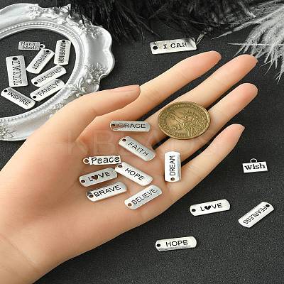 DIY Inspirational Word Tibetan Style Alloy Pendants Keychain Making Kits DIY-YW0008-81-1