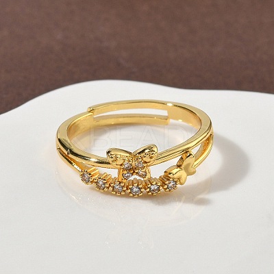 Brass Micro Pave Cubic Zirconia Finger Rings RJEW-H258-13G-1