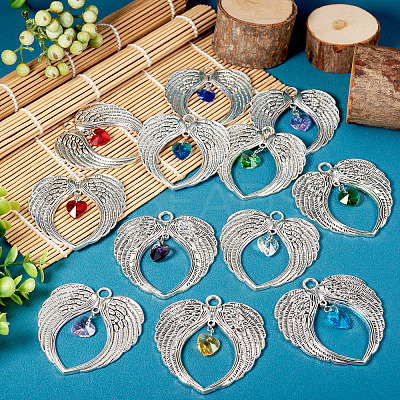 12Pcs 12 Colors Tibetan Style Alloy Big Pendants FIND-TA0004-24-1