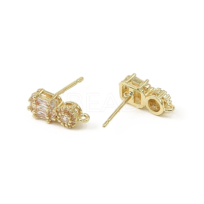 Brass Micro Pave Clear Cubic Zirconia Stud Earring Findings LS-KK-C107-06G-1