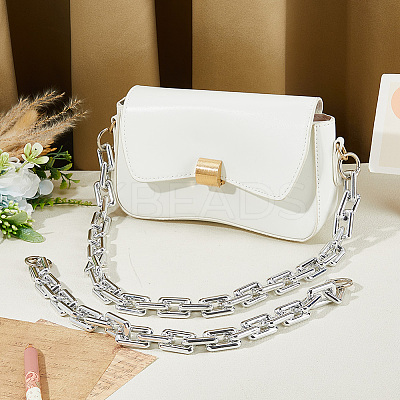 2Pcs 2 Styles CCB Plastic Rectangle Link Purse Chains FIND-HS0002-14P-1
