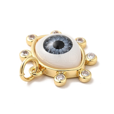 Brass Micro Pave Clear Cubic Zirconia Pendants ZIRC-E006-04G-03-1