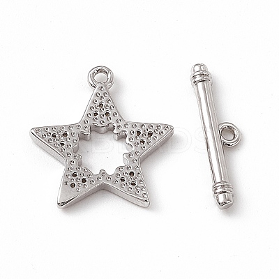 Brass Micro Pave Clear Cubic Zirconia Toggle Clasps KK-K271-05P-1