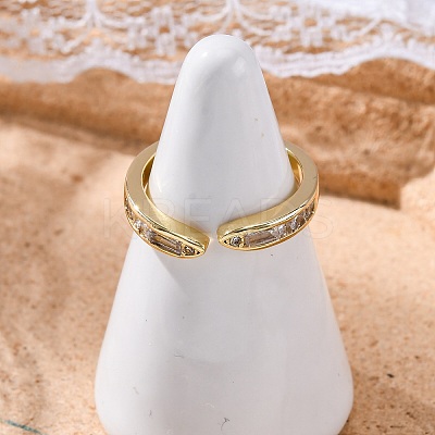 Brass Micro Pave Cubic Zirconia Open Cuff Rings for Women RJEW-G341-03G-02-1
