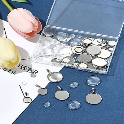 DIY 304 Stainless Steel Tray Pendants Making Kits DIY-FS0008-83-1