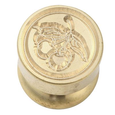 Golden Tone Round Wax Seal Brass Stamp Heads AJEW-M040-01G-D-1
