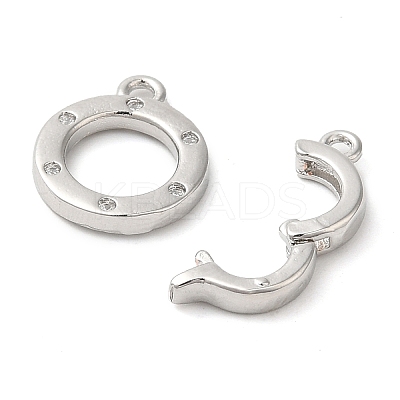 Brass Micro Pave Clear Cubic Zirconia Fold Over Clasps KK-G505-12P-1