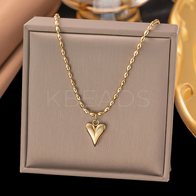 304 Stainless Steel Heart Pendant Necklaces for Women LS-NJEW-Z072-04G-1