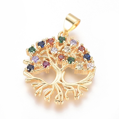 Brass Micro Pave Cubic Zirconia Pendants KK-I657-25G-1