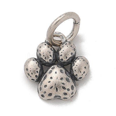 925 Fine Silver Paw Print Charms with Jump Rings and 925 Stamp LS-STER-D300-12AS-1