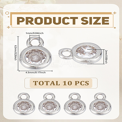 10Pcs Brass Micro Pave Grade AAA Cubic Zirconia Charms ZIRC-LP0001-31P-1