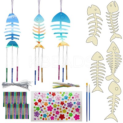 DIY Wood & Aluminium Round Tube Wind Chime Making Kits DIY-WH20038-010-1