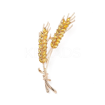 Rhinestone Wheat Brooch Pin JEWB-C003-02-1